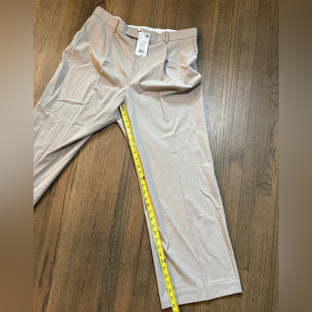 NEW Mango Striped Trousers-Size 12-Beige with Light Blue Stripe - Picture 14 of 15